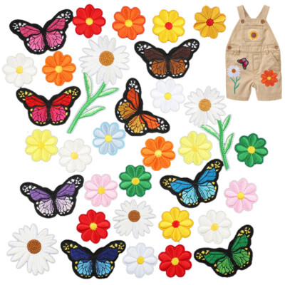 10/9 Stück Stickerei-Stoff-Patches Zum Aufbügeln Blumen-Stoff-Applikation  §