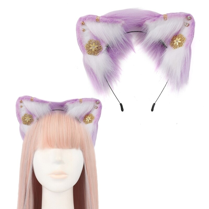 Ethnic Style Wolf Ears Shape Headband With Alloy Earring Decor Hair Hoop Adult Live Broadcast