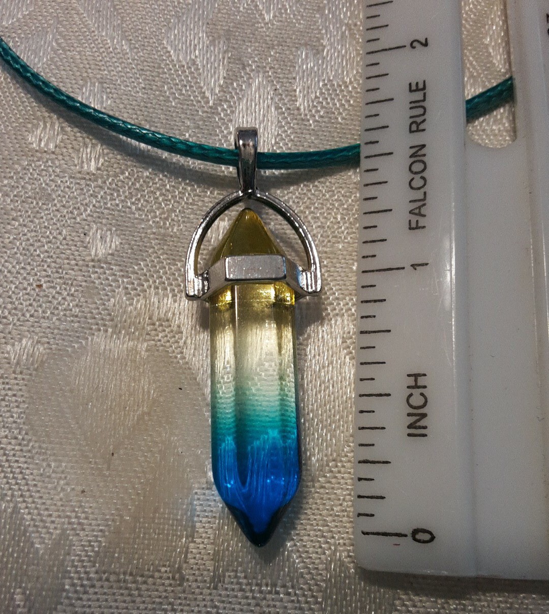 Yellow/blue Hexagonal Pendulum Chakra crystal Pen… - image 4