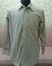 Haggar Clothing Co button dress shirt size 16 32/33 gray striped pattern