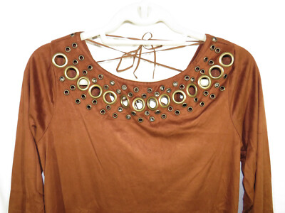 line and dot suede dress Line + Dot Women's Faux Suede Grommet Detail Back Lace Up Mini Dress Size  Small