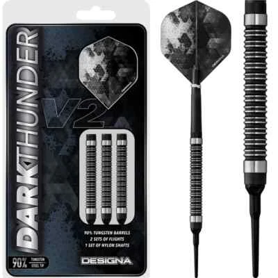 Designa Dark Thunder V2 Softdarts | 90% Tungsten | 18–22 g | Grip-Level 3