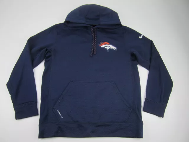 Mens Medium Denver Broncos Nike Onfield blue hoodie sweatshirt