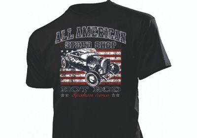 Shirt All American Speed Shop US Car Flagge Hot Rod Ratty Rockabilly Vintage V8