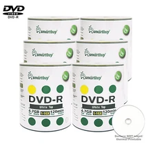 600 Pcs Smartbuy Blank DVD-R DVDR 16X 4.7GB White Top Storage Recordable Disc