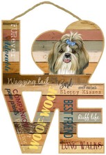 Shih Tzu Love Word Art Wood Cut Out 8"x11" NEW Hanging Dog Sign Gift Home L56