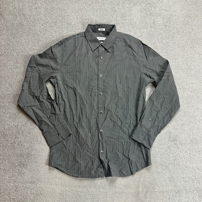 CALVIN KLEIN Herren Hemd Shirt Gr. S Slim Fit Gestreift Business 23220 Grau
