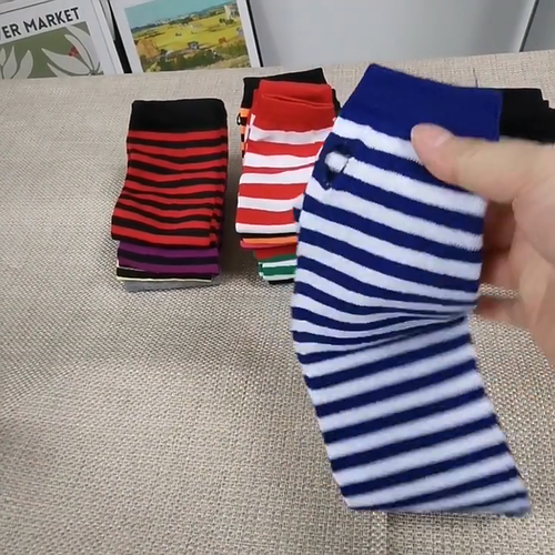 Women Stripe Gloves Knitted Fingerless Long Sleeve Arm Warmer Mittens ST-251 - Video 1 of 1