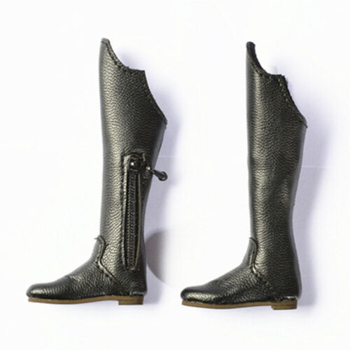 1/6 Black Flats Boots Zippe Shoes Fit 12in Female PH TBL JO UD VC Figure Toy - 第 1/6 張圖片