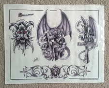 Tattoo Studio Shop Flash Single by Eric Iovino Gargoyles, Cross, 11"X17" Print