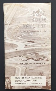 VINTAGE 1971 STATE OF NEW HAMPSHIRE LIQUOR COMMISION RETAIL PRICE LIST BOOKLET