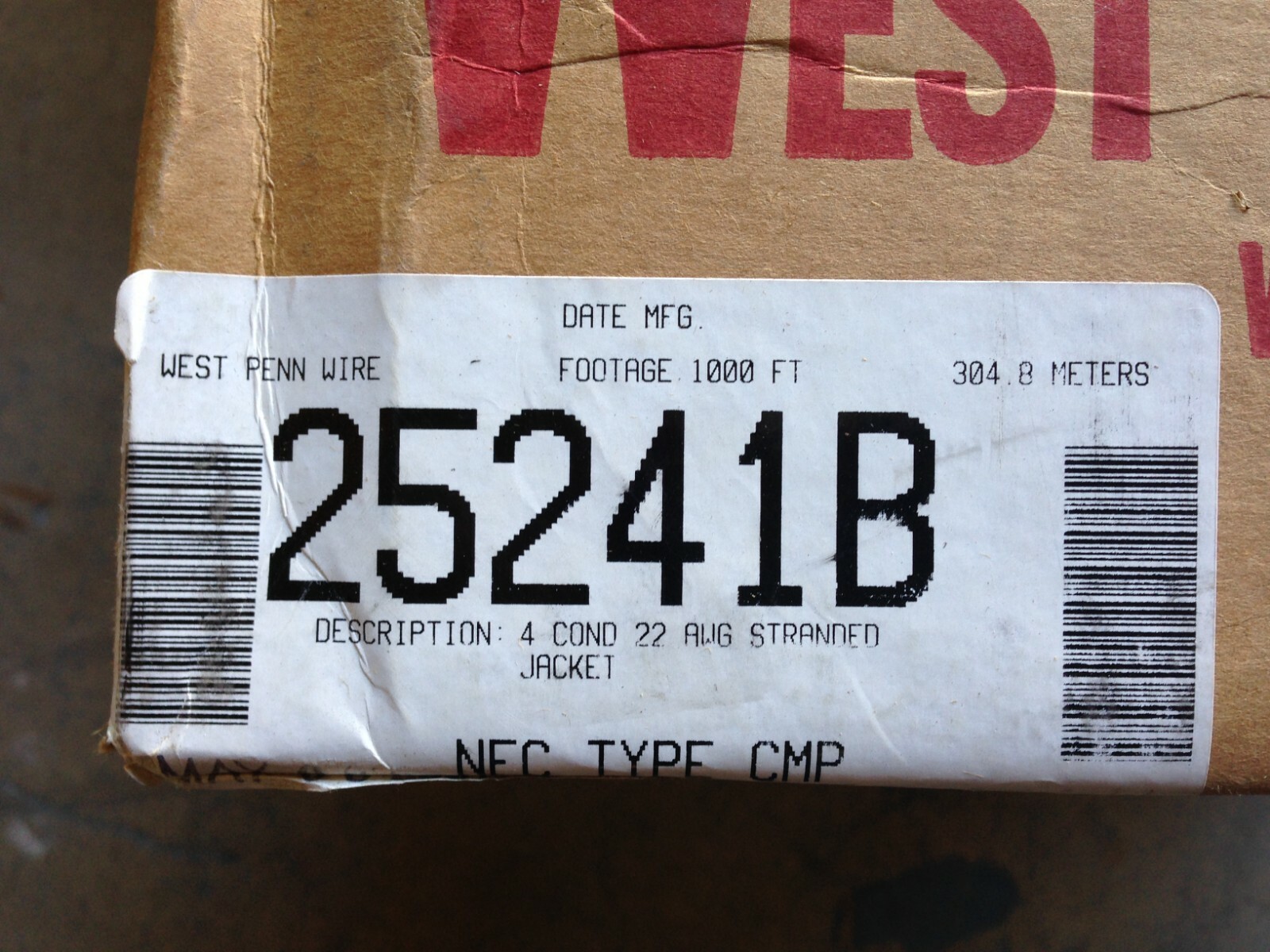 25' West Penn 25241B 4 COND 22 (7X30) BARE CMP Wire Cable for sale ...