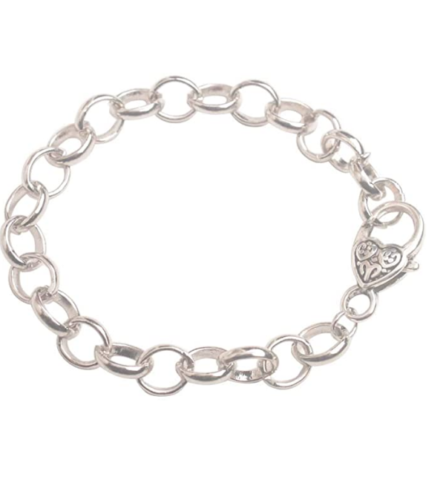10er-Pack Neueste silberfarbene Herz Hummer Verschluss Kette Armbänder Schneller Versand - Bild 1 von 2