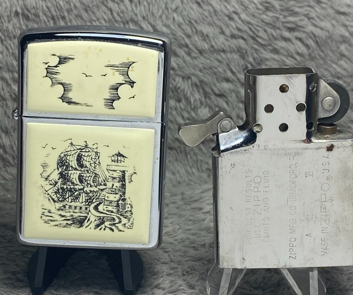Zippo SCRIMSHAW SHIP ヴィンテージ 新品未使用未開封品 New ZIPPO scrimshaw ship and lighthouse model 359 XII