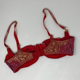 Agent Provocateur Samarra SOIREE Red Gold Viscose Leather Silk Bra 36C New
