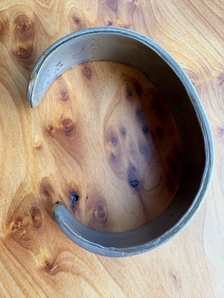 VTG Cuff Bracelet Mother of Pearl Daisy Mexican Silver Abalone Inlay - Image 3 of 4