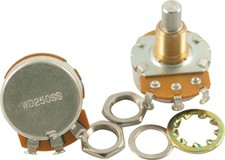 Alpha Potentiometer 250 kohm - Audio Taper - Solid Shaft - Standard Bushing 20