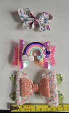 Lot of 3 Magical Boutique Hair Bows - Rainbow, Butterflies  Floral Unicorn