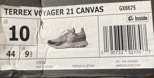 adidas Terrex Voyager Canvas Travel Hike AT Shoes Metal Grey Mens 10 New In Box - Afbeelding 7 van 10