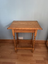 Antique Solid Oak Piecrust, Scallop Barley Twist Occasional Table