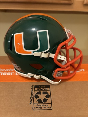 #ad #ad Miami Hurricanes Custom Green Mini Football Helmet Riddell Speed $36.00