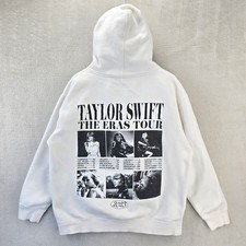Taylor Swift The Eras Tour Hoodie Womens Large White Collage Sweatshirt
