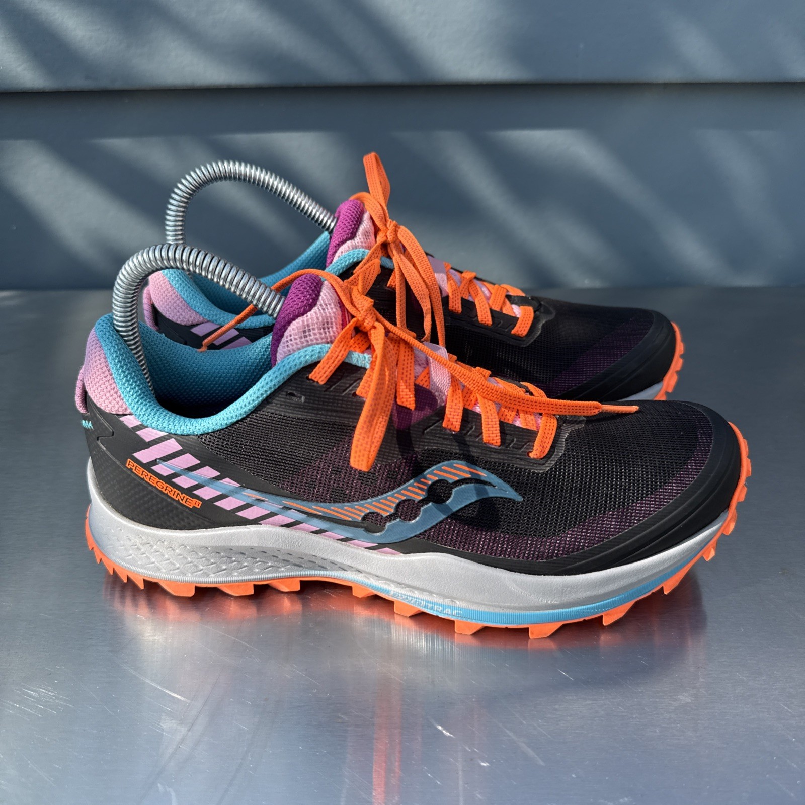 Saucony Running Shoes Womens Size 8 Peregrine Trail Black Sneakers