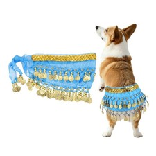 Dog Belly Dancer Skirt Waist Chain Hip Curtain Clothes Lake Blue