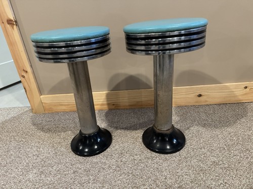 Vintage Soda Parlor, Diner, Bar Stools (set of 2) 1920’s-50’s? Cast Swivel Top