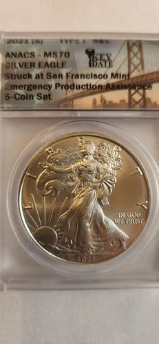 2021-S $1 Silver American Eagle Type-1 Emergency Production MS 70
