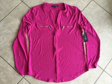 NWT I.N.C. International Concepts Long Sleeve Blouse Pink Rose TuTu Size Medium