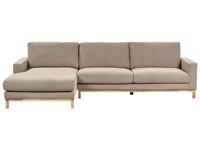 4-Sitzer Ecksofa Stoffbezug Beige Taupe Rechts Mit Sitzkissen Holzbeinen Siggard