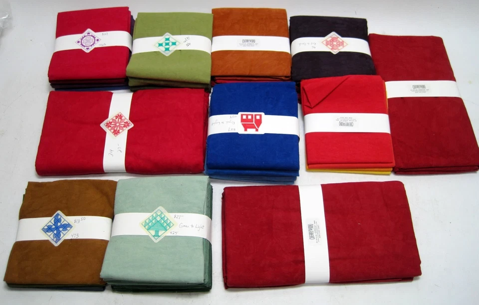 5+ Lb Lot Artisan Fabric New Fat Quarters & Yards Hand Dyed Cherrywood Fabrics - Image 3 of 4