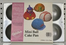 Wilton 1985 Mini Ball Cake Pan 6 Molds 1.5" Deep Aluminum Baking Tool