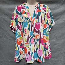 Crosby by Mollie Burch Shirt Top Shine Your Bright Sz Medium Tulip Coloful