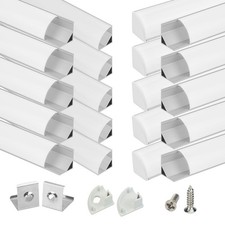 20-Pack 3.3FT V Shape LED Strip Diffuser Channel with Milky White Cover