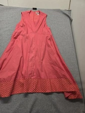 Nanette Lepore Dress Women's Size 6 Coral Asymmetric Eyelet Hem Trapeze Shape