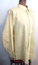 Vtg Yellow CHAPS 100% Cotton NON IRON Lg Slv Pk Col But Shirt/Sz XL 17 1/2 32/33