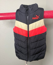 PUMA Unisex Kids Colorblock Puffer Vest Full Zip Insulated Size 5 Black