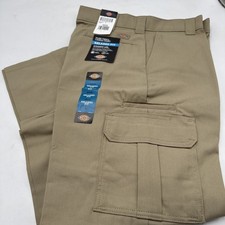Dickies Flex Twill Cargo Pants Mens 34 x 32 Relaxed Fit Straight Leg Khaki Flex