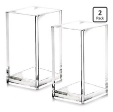2 Pack Clear Acrylic Pencil Pen Holder Cup,Desk Accessories Holder,Makeup Brush