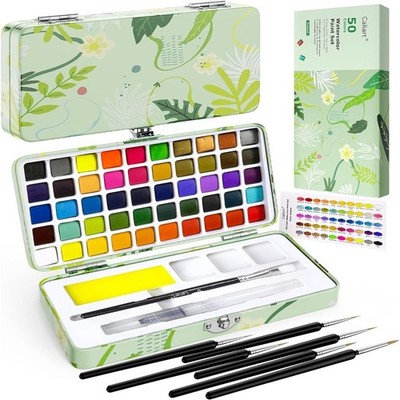 Watercolor Paint Set, 50 Colors Portable Water Color Palette Kit with Detail
