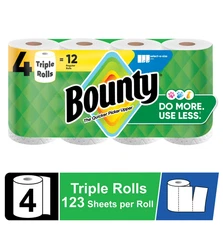 Bounty Paper Towels Select-A-Size White, 4 Triple Rolls, 123 Sheets per Roll