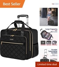 Rolling Laptop Bag Women 17.3 Inch Capacity Wheels Business Travel Work