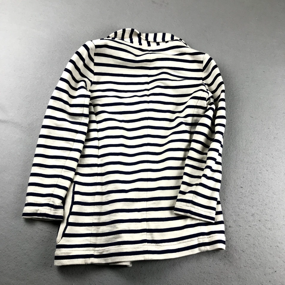 Chaqueta Vineyard Vines Mujer Pequeña Blanca Azul Rayas Abrigo Abierto Mangas Largas Foto 3 de 4