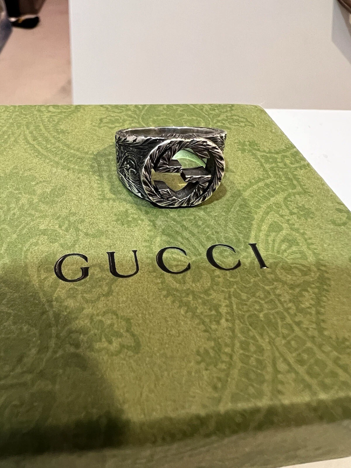 Bague GUCCI à emboîtement G accessoires SV925 argent authentique #18