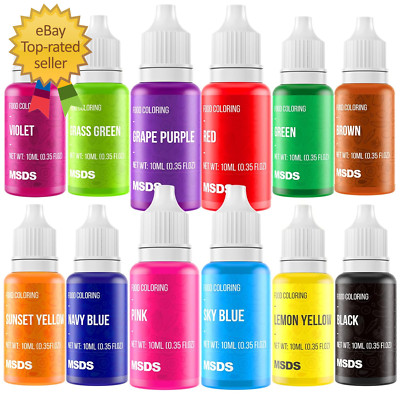Food Coloring Liquid Set - 12 Vibrant Color Food Grade, Food Coloring Gel