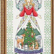 Winter Angel's Serenade Cross Stitch Kit - Enchanting 9x15-Inch Jim Shore Green