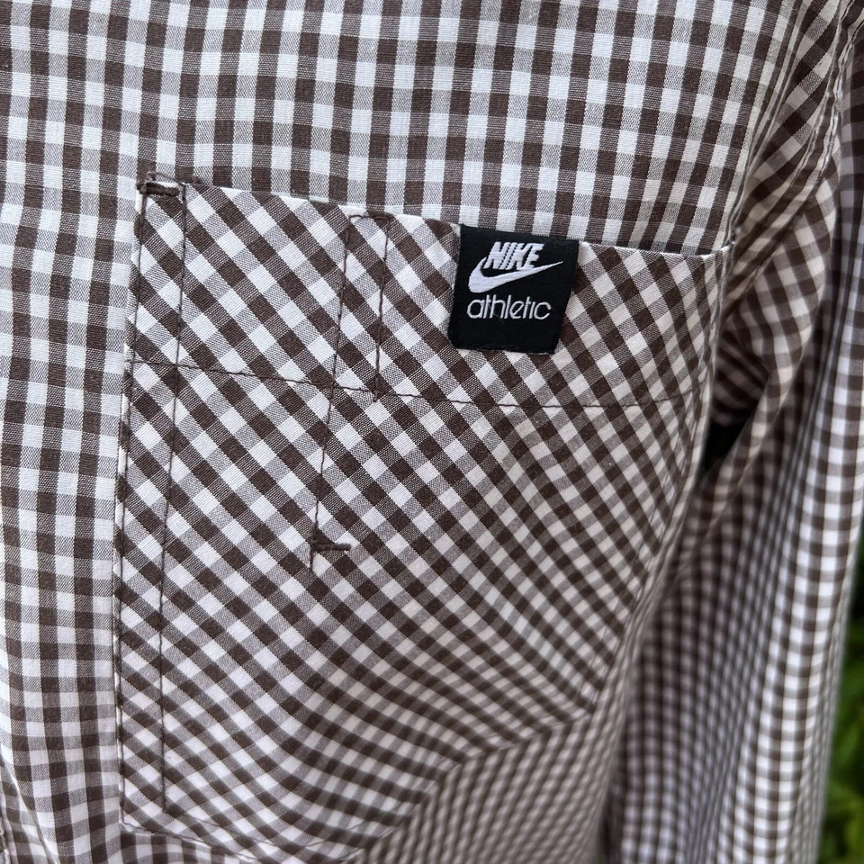 Vintage Nike Athletic Department AD Check Checkered Shirt Button Long Sleeve M - Image 3 of 4