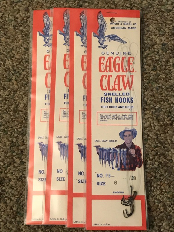 Eagle Claw Fish Hooks, No. PB 139 Size #6, 4 packages of 6